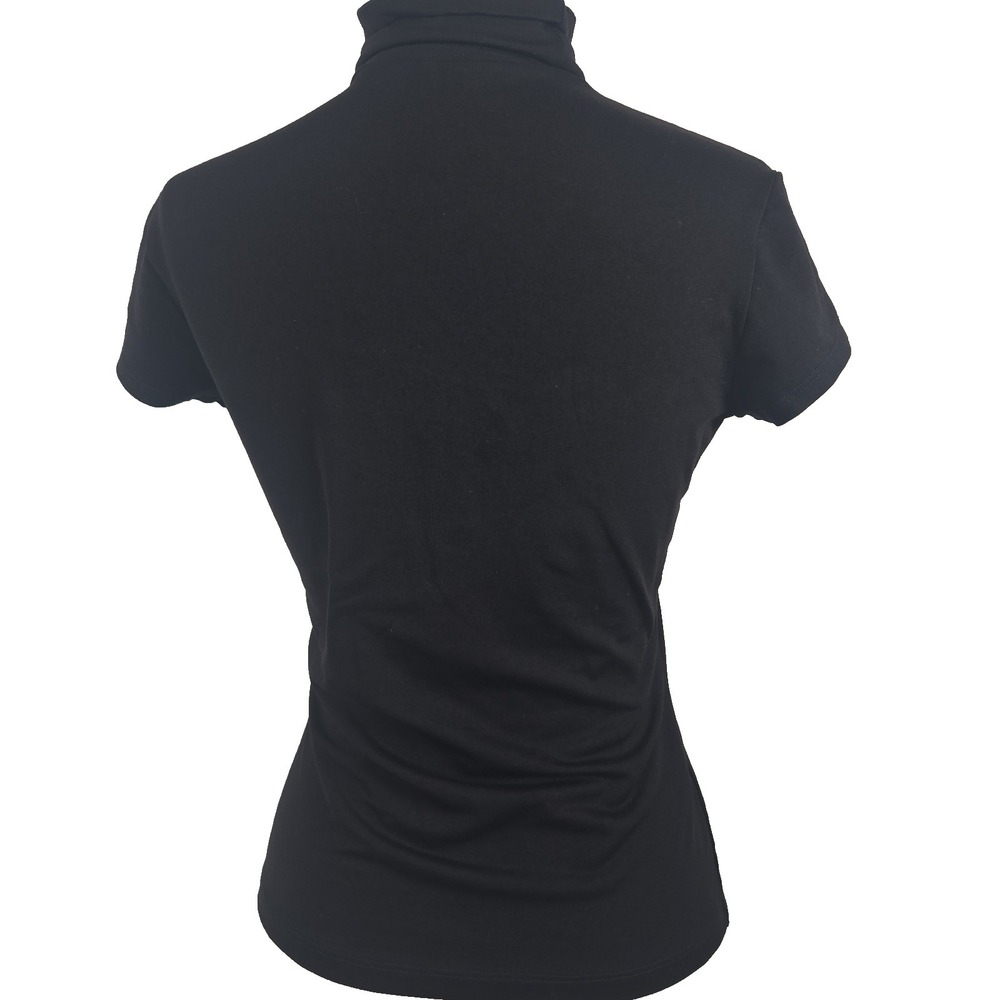 Susana Monaco Junior Medium Black Short Sleeve Turtle Neck Supplex Stretch Top - Picture 3 of 5